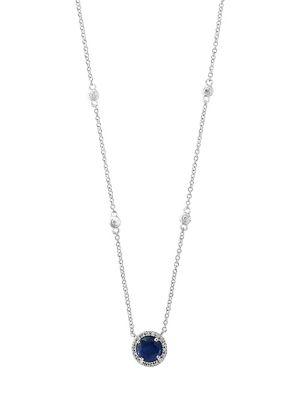 Effy Royal Bleu Natural Sapphire, Diamond And 14k White Gold Necklace
