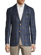 Tallia Orange Flannel Plaid Wool Sportcoat