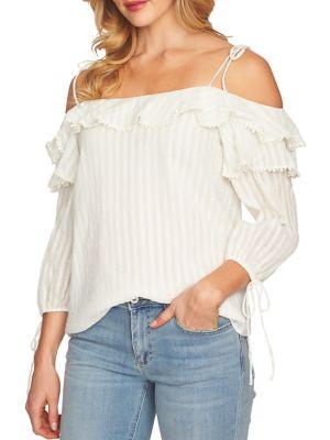 Cece Striped Off-the-shoulder Blouse