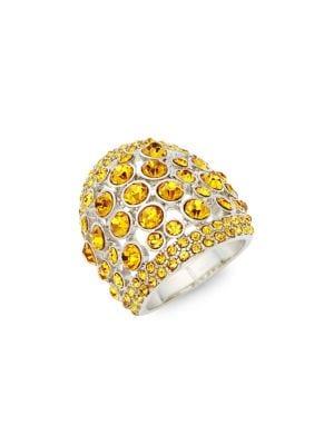 Design Lab Silvertone And Multi-stone Dome Ring