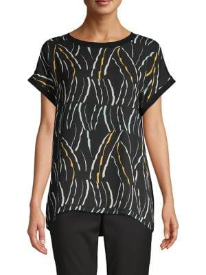 Donna Karan Printed Dolman-sleeve Top