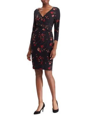 Lauren Ralph Lauren Ruched Floral Jersey Sheath Dress