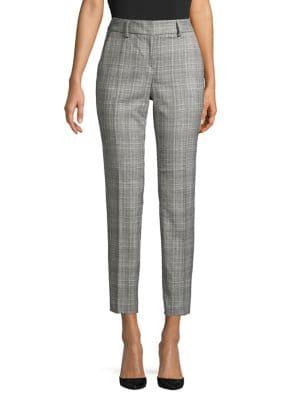 T Tahari Slim Plaid Ankle Pants