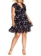 City Chic Plus Lovely Jasmine Printed Fit-&-flare Dress