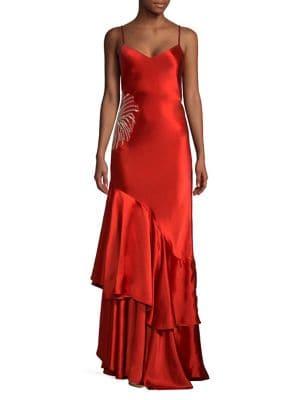 Mestiza New York Metallic Midnight Starbust Ruffled Gown