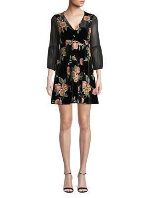 Bcbgeneration Empire Waist Floral Velvet Dress