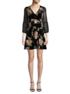 Bcbgeneration Empire Waist Floral Velvet Dress