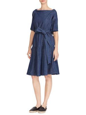 Lauren Ralph Lauren Petite Petite Denim Fit-&-flare Midi Dress