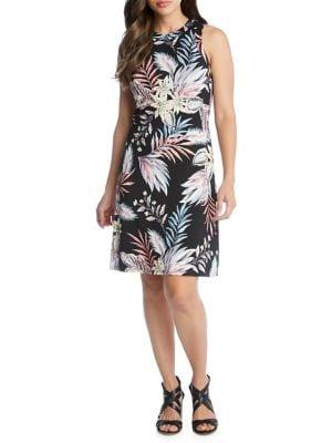 Karen Kane Tropical-print Halter A-line Dress