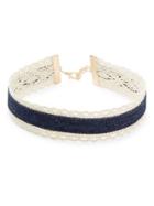 Design Lab Lord & Taylor Design Lab Denim And Lace Choker Necklace
