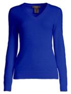 Lord & Taylor V-neck Washed Cashmere Sweater