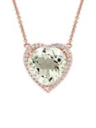 Sonatina Green Amethyst And 14k Rose Gold Diamond Heart Necklace