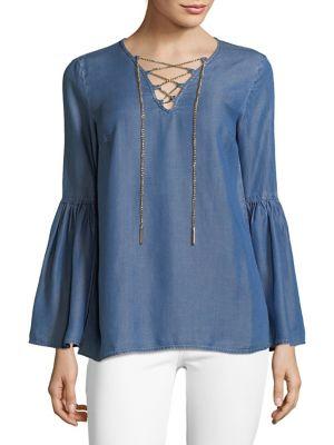Michael Michael Kors Lace Up Chain Top