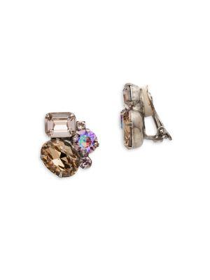 Sorrelli Mirage Emerald Cluster Crystal Clip-on Earrings
