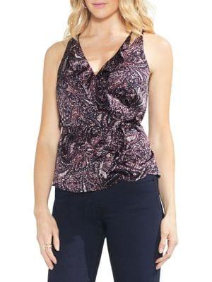 Vince Camuto Sapphire Bloom Ruffled Wrap Blouse