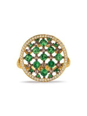 Marco Moore 14k Yellow Gold, Green Garnet & 0.23 Tcw Diamond Ring
