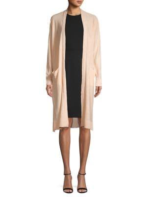 Donna Karan Rib-trim Linen Duster Cardigan
