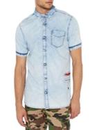 Buffalo David Bitton Koband Ripped Acid-wash Denim Shirt
