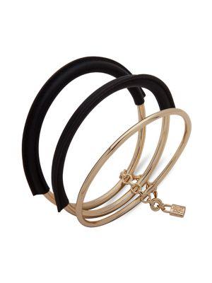 Lauren Ralph Lauren Goldtone And Leather Multi-row Bracelet