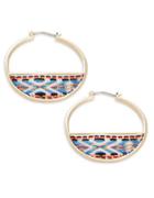 Design Lab Lord & Taylor Embroidered Hoop Earrings, 2 In