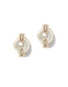 Vince Camuto Pearl And Pave Ivory Pearl And Pave Crystal Stud Earrings