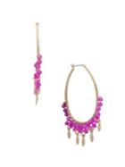 Lonna & Lilly Goldtone And Glass Stone Beaded Hoop Earrings