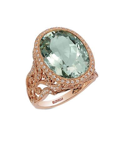 Effy 14k Rose Gold Green Amethyst And Diamond Ring