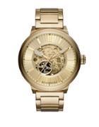 Armani Exchange Ax Atlc Goldtone Stainless Steel Open Dial Automatic Watch