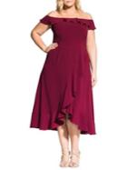 City Chic Plus Ruffled Asymmetrical Dress