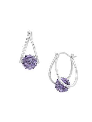 Lord & Taylor Rhodium-plated Sterling Silver, Tanzanite & Crystal Ball Earrings
