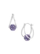 Lord & Taylor Rhodium-plated Sterling Silver, Tanzanite & Crystal Ball Earrings