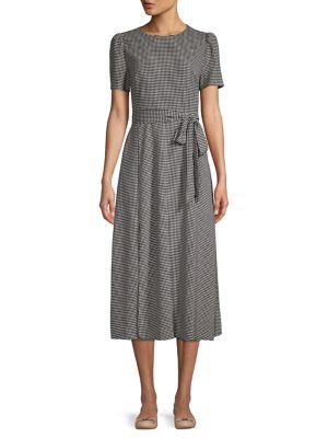 Vince Camuto Herringbone Short-sleeve Tie-waist Dress