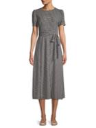 Vince Camuto Herringbone Short-sleeve Tie-waist Dress