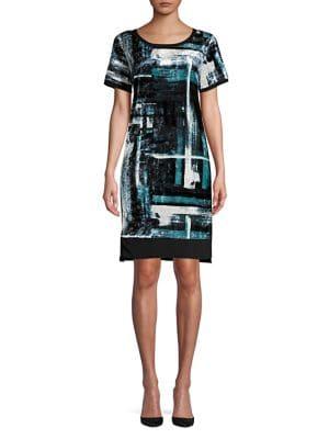 Jones New York Velvet Pattern Shift Dress