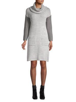 Gabby Skye Ribbed Sleeves Sweater Dress