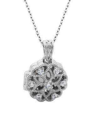 Lord & Taylor Crystal And Sterling Silver Locket Pendant Necklace
