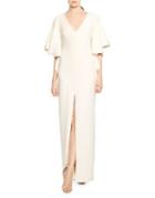 Halston Heritage Flounce Bell Sleeve Gown