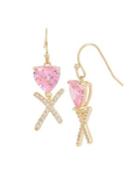 Betsey Johnson Crystal Heart & X-shaped Drop Earrings