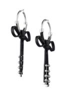 Carolee Dita Small Leather Bow Hoop Earrings