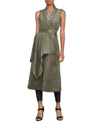 Bcbgmaxazria Faux Suede Drape Front Long Vest