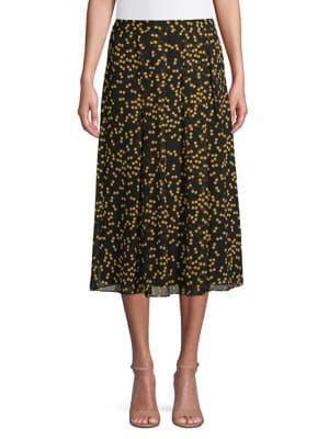 Anne Klein Pleated Dot A-line Skirt
