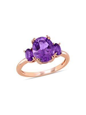 Sonatina 14k Rose Gold & Oval-cut Amethyst Three-stone Ring