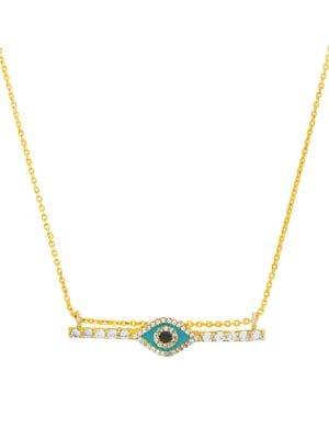 Lord & Taylor 14k Goldplated Evil Eye Bar Station Necklace