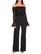 Adrianna Papell Off-the-shoulder Lace Sleeve Jumpsuit