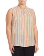 B Collection By Bobeau Striped Buttoned Top