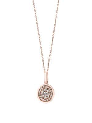 Effy Pave Rose 0.25 Tcw Diamond & 14k Rose Gold Pendant Necklace
