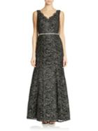 Js Collections Metallic Floral Lace Gown