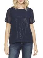 Vince Camuto Sapphire Sheen Embellished Top