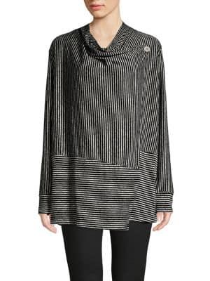 Jones New York Waffle-knit Striped Wrap Cardigan