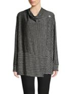 Jones New York Waffle-knit Striped Wrap Cardigan